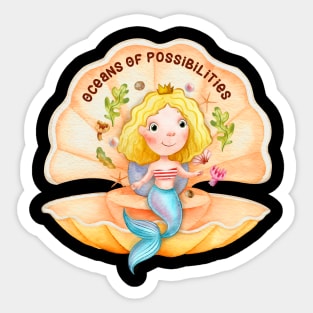 mermaid oceans of possibilities reading Sticker